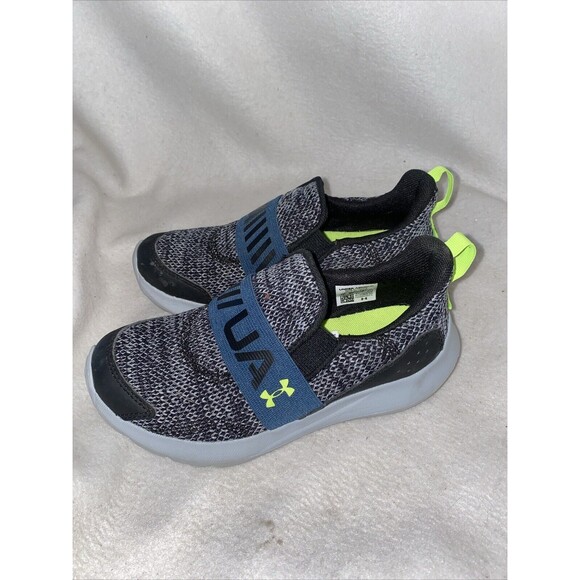 boys under armour shoes size 1 Kids Slip On Gray Sneaker Gym Run - Picture 3 of 10